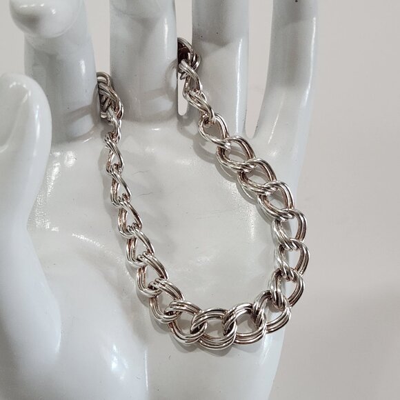 NEW 8 1/4" 9mm Heavy Double Link 925 Solid Sterling Silver Charm Bracelet - Picture 1 of 5